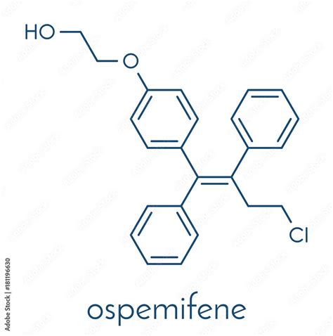Vetor De Ospemifene Dyspareunia Drug Molecule Used To Treat Pain During Sexual Intercourse