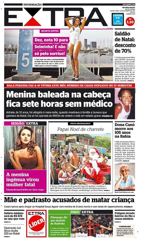 26 12 2012 capas do jornal extra extra online capa jornal jornalismo 10 anos
