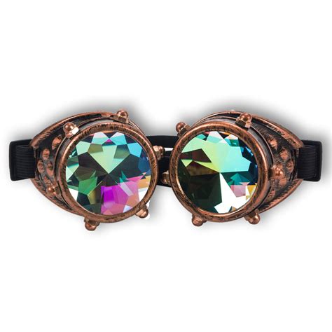 c f goggle vintage steampunk goggles rainbow kaleidoscope festival diffraction goggles cosplay