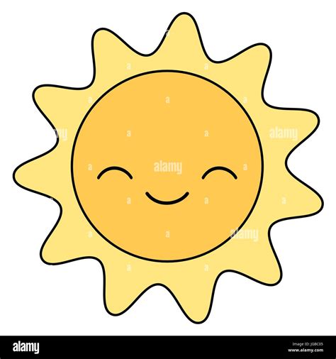 Caricatura Sonriente Sol Aislado Sobre Fondo Blanco Ilustración