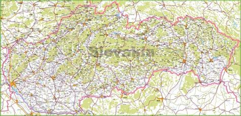Tourist map of bratislava, slovakia. Large detailed map of Slovakia with cities and towns