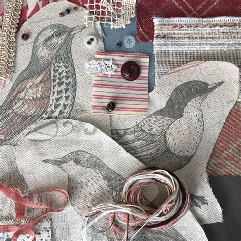 Slow Stitch Kit Fabric Pack Neutral Bird Collage Junk Journal Etsy