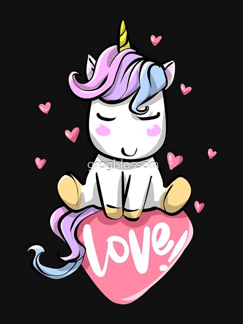 Love Unicorns Cartoon Unicorn Design T Shirt By Grogblossom Redbubble