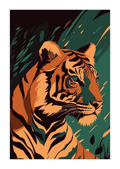 Tiger In The Jungle Vector Illustration Of A Tiger In The Jungle Stock