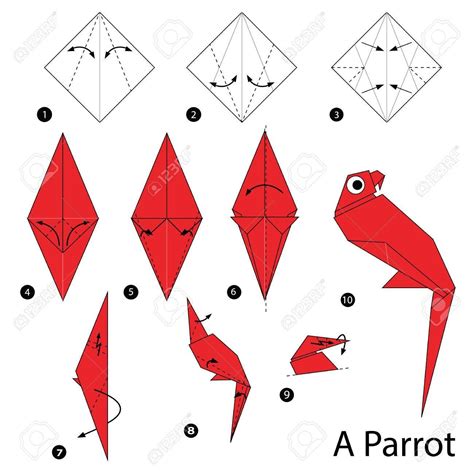 Step By Step Instructions How To Make Origami A Parrot Step By Step Instructions How To Make