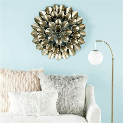 Cosmoliving Large Round Metallic Gold Metal Floral Orb Wall Decor 32