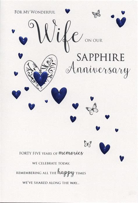 Personalised Handmade 45th Sapphire Wedding Anniversary Card For Them