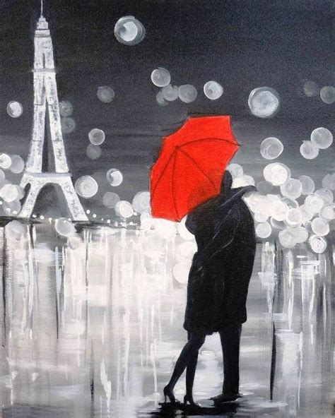 Red Umbrellas Artists Red Umbrella For Couples Or Singles Black And White Painting Painting