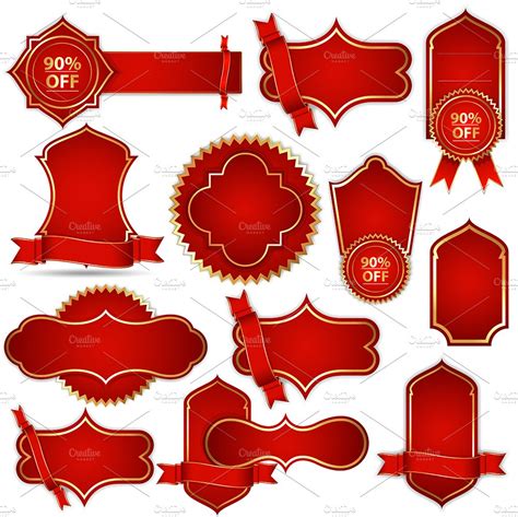 Vector Banners In Royal Red Graphic Objects Creative Market