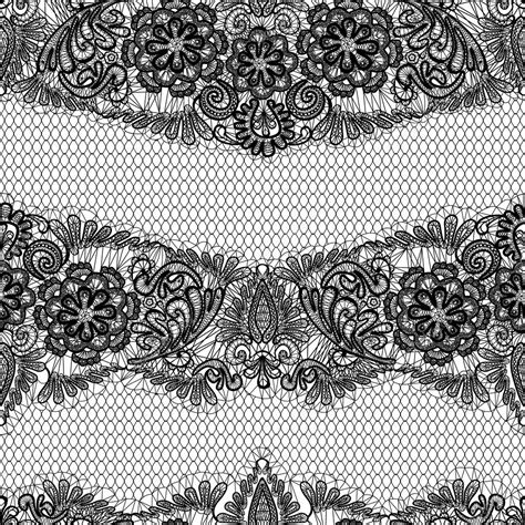 Black Lace Seamless Pattern With Flowers On White Background — Stock