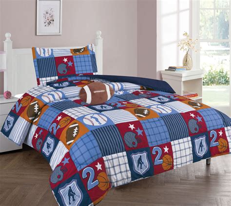 6 Pc Twin Patchwork Sport Complete Bed In A Bag Comforter Bedding Set
