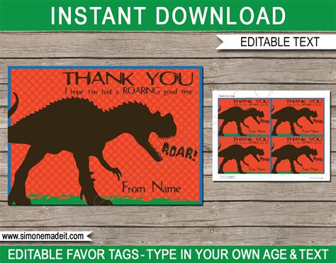 Trex Personalized Birthday Printable Printable Thank You Note Dinosaur Birthday Thank You Cards