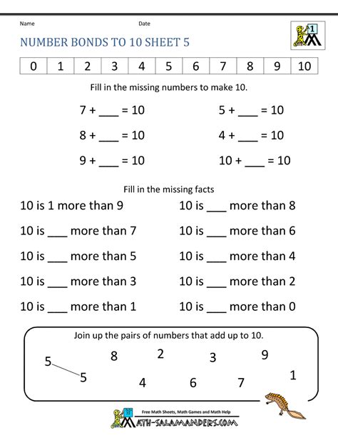 Number Bonds To 10 Worksheets