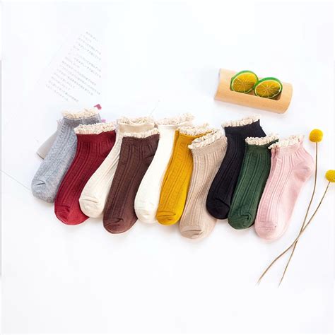Solid Cotton Lace Ruffles Women Socks Lovely Frilly Edge Princess Girls Socks Shopee Philippines