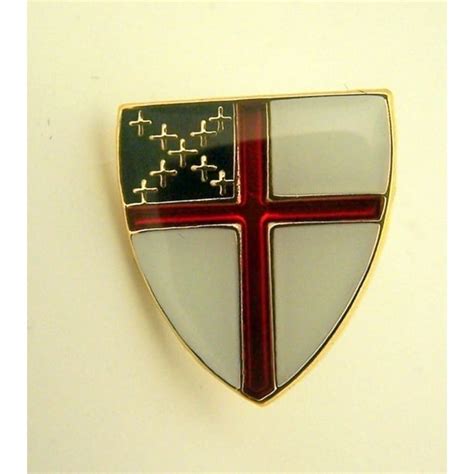 Gold Tone And Enamel Episcopal Church Arms Cross Lapel Pin 12 Inch