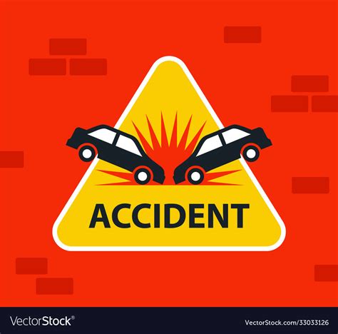 Triangular Yellow Car Accident Sign Head On Vector Image