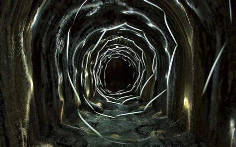 Tunnel Light Painting Fantasy Dark Cave Abstract