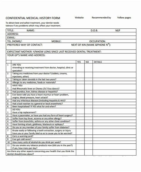 Free Medical History Form Template Inspirational Medical History Form 9