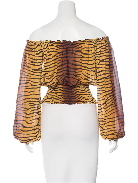 Michael Kors Tiger Print Off The Shoulder Top Clothing Mic