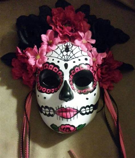Sugar Skull Mask Ready To Ship Hand Made Day Of The Dead Mardi Gras