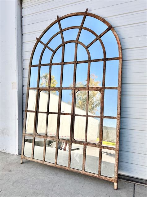 Arched Iron 31 Pane Mirror Antiquities Warehouse