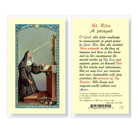 Saint Rita Laminated Holy Card 25 Pack Buy Religious Catholic Store