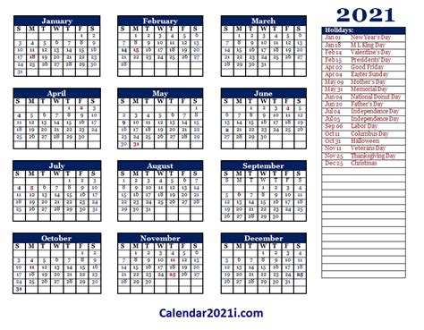 2021 Editable Yearly Calendar Templates In Ms Word Excel Calendar