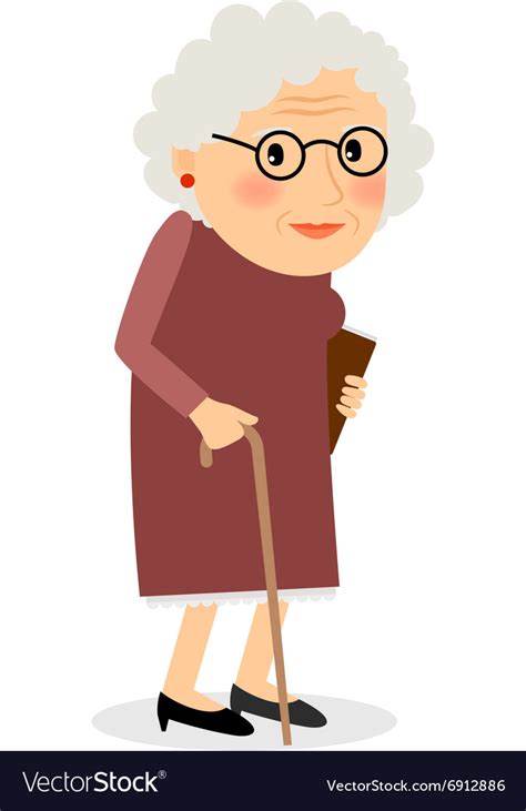 old woman with cane royalty free vector image vectorstock