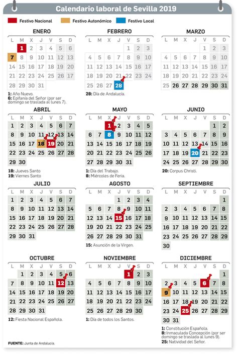 Calendario 2020 Con Festivos Sevilla Calendario 2019