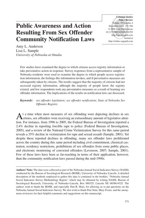Pdf Public Awareness And Action Resulting From Sex Offender Community Notification Laws