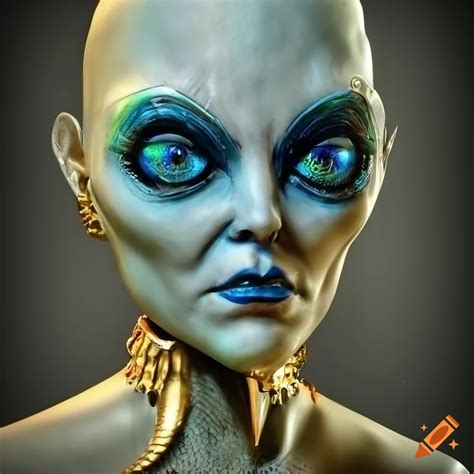 Digital Art Of A Friendly Blue Skinned Alien Woman With Opal Like Eyes