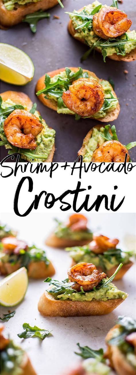 Cold shrimp is simple to prepare and a small serving packs a lot of protein into your meal. Garlic Shrimp and Avocado Crostini | Recipe in 2020 | Bite ...