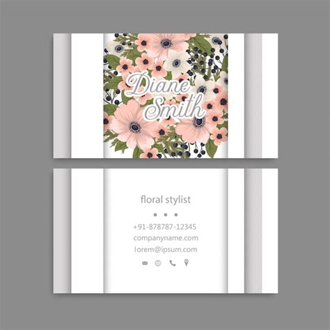 premium vector flower business cards pink flowers