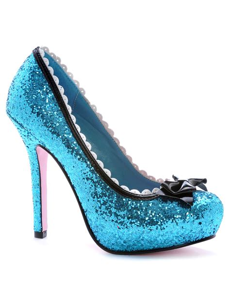 Princess Blue Glitter Pump Shoe 5001 Princessblu Fancy Dress Ball