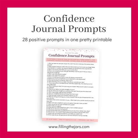 28 Confidence Journal Prompts To Improve Your Self Esteem Free Printable Filling The Jars