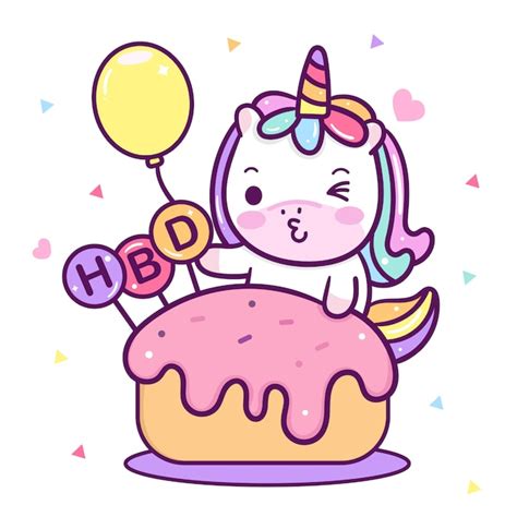 Premium Vector Kawaii Unicorn Birthday Party