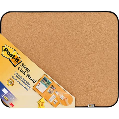 3m Post It® Sticky Self Stick Cork Board 22 X 18 Natural Black