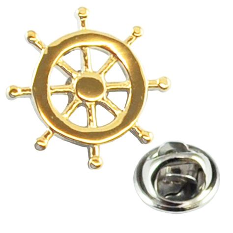 Gold Ships Wheel Lapel Pin Badge From Ties Planet Uk