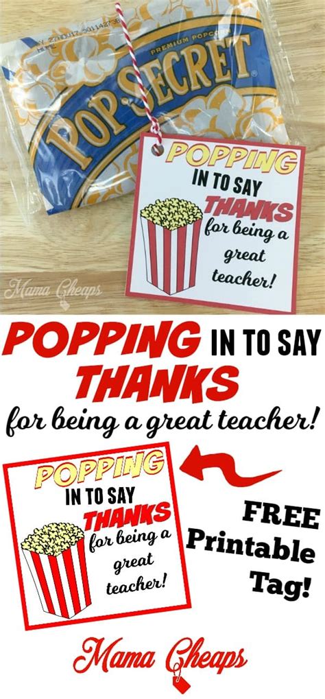 Create cute gifts for him or her with these adorable mason jar crafts for valentines day. POPPING in to Say THANKS | Popcorn Themed Teacher Gift ...