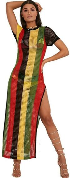 rasta rihanna maxi hot dress cotton ladies jamaican string net mesh work work ebay