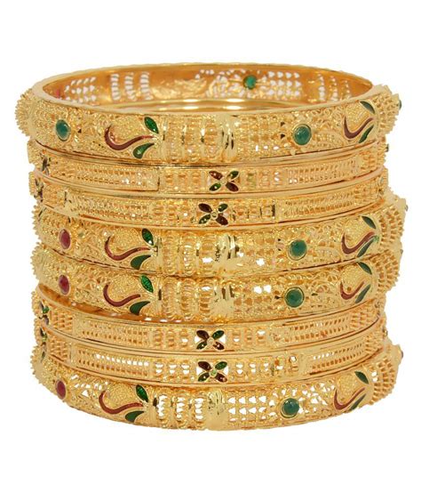 Shop latest gold bangles for women online @ best prices. Mansiyaorange Original Look One Gram Gold Bangles For ...