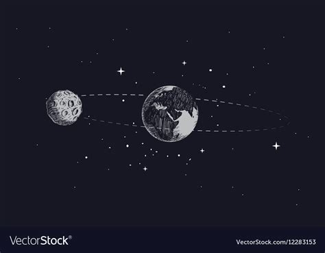 Moon Orbits The Planet Earth In Its Orbit Vector Image