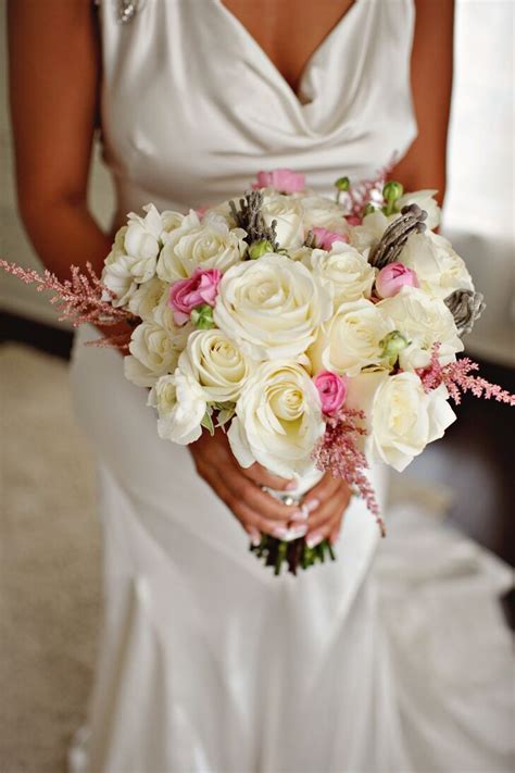 A Pink And Ivory Rose Bridal Bouquet