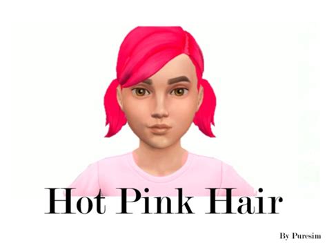 The Sims Resource Hot Pink Hairstyle For Girls By Puresim Sims 4 Hairs