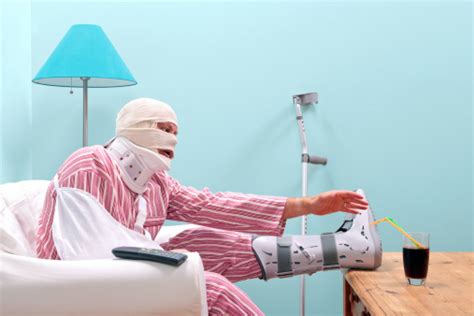 Badly Injured Man Recovering At Home Stock Photo Download Image Now