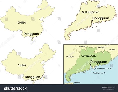 Dongguan City Location On Map Of China And Royalty Free Stock Vector