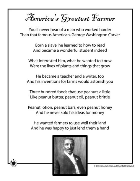 Kids Poem George Washington Carver Black History Month Woo Jr