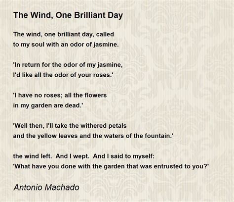 The Wind One Brilliant Day Poem By Antonio Machado Poem Hunter