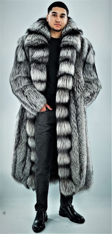 Classic Mens Canadian Silver Fox Fur Coat 234476 Marc Kaufman Furs Mens Fur Coat Fur Coat