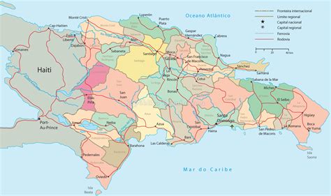 Mapa Político Da República Dominicana Capital Santo Domingo